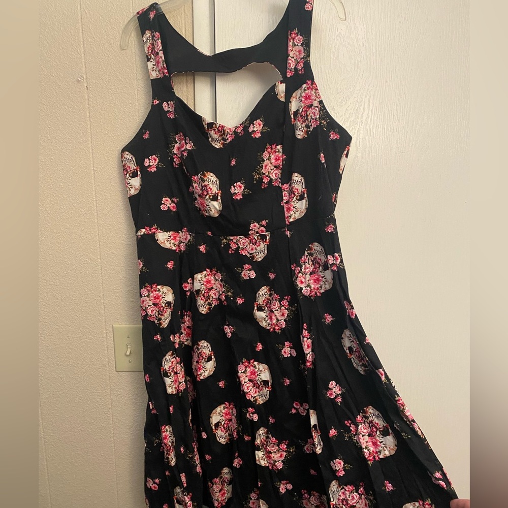 COPY - Torrid Black Skull/Floral Swing Dress